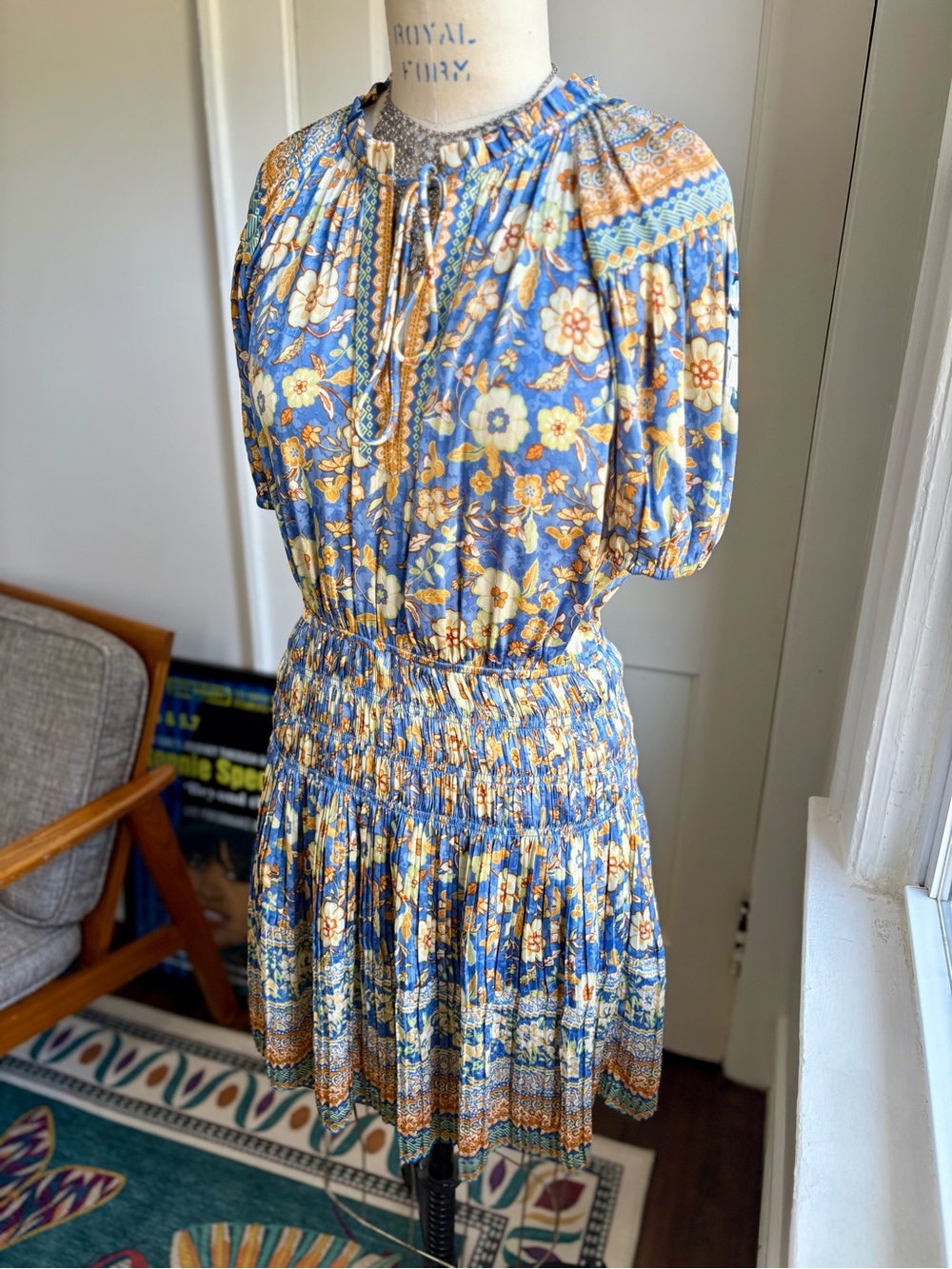 Current Air Border Print Popover Mini Dress